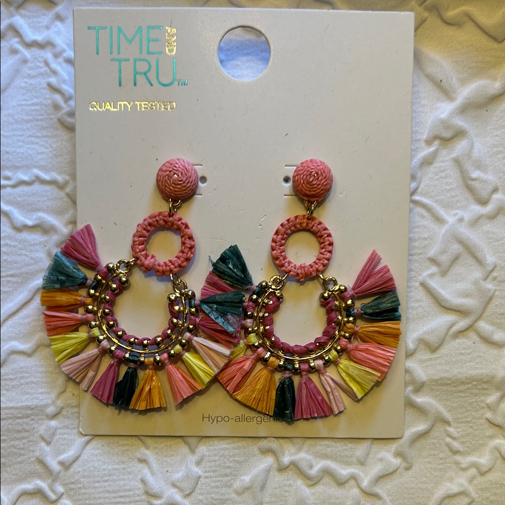 Time And Tru Colorful Tassel Earrings Pierced 14$